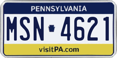 PA license plate MSN4621