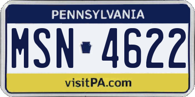 PA license plate MSN4622