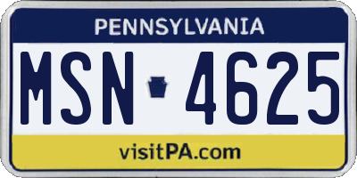 PA license plate MSN4625