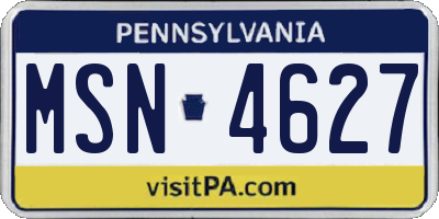 PA license plate MSN4627