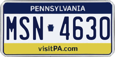 PA license plate MSN4630