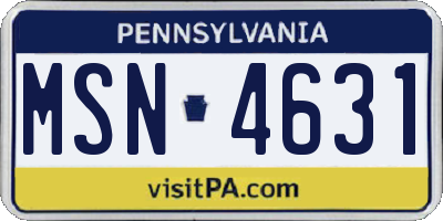 PA license plate MSN4631