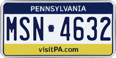 PA license plate MSN4632