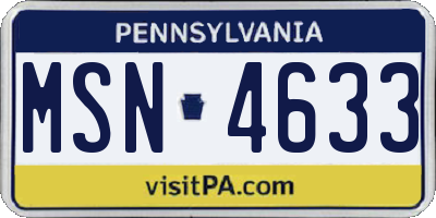 PA license plate MSN4633