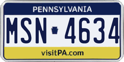 PA license plate MSN4634