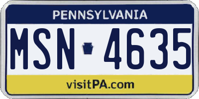 PA license plate MSN4635
