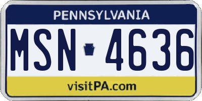PA license plate MSN4636