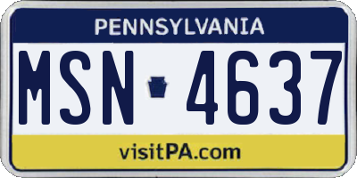 PA license plate MSN4637