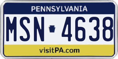 PA license plate MSN4638