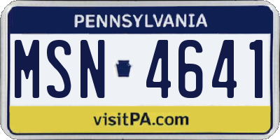PA license plate MSN4641