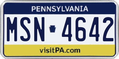PA license plate MSN4642