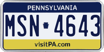 PA license plate MSN4643