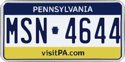 PA license plate MSN4644