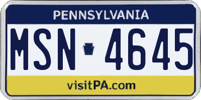 PA license plate MSN4645