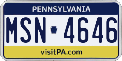 PA license plate MSN4646