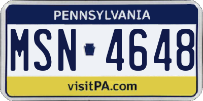 PA license plate MSN4648