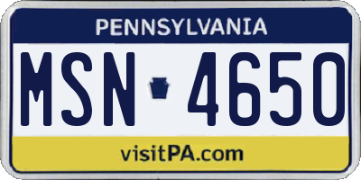 PA license plate MSN4650