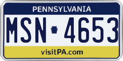 PA license plate MSN4653