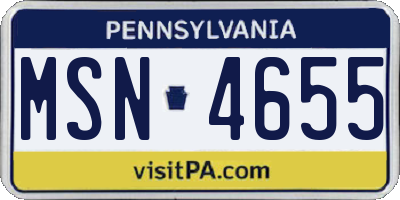 PA license plate MSN4655