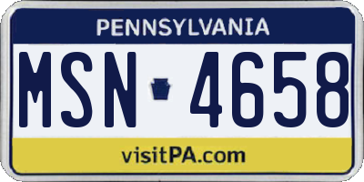 PA license plate MSN4658