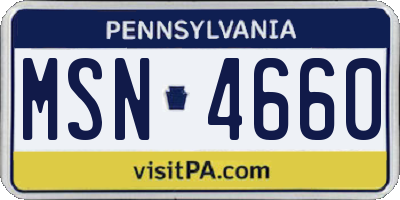 PA license plate MSN4660