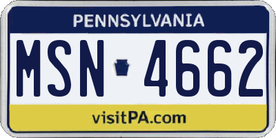 PA license plate MSN4662