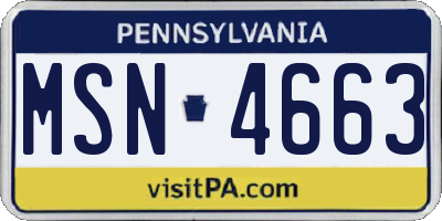 PA license plate MSN4663