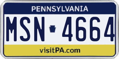 PA license plate MSN4664
