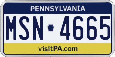PA license plate MSN4665