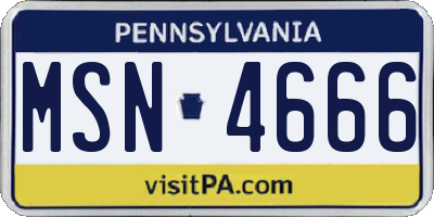 PA license plate MSN4666