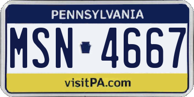 PA license plate MSN4667