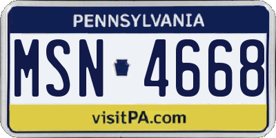 PA license plate MSN4668