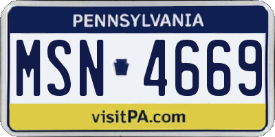 PA license plate MSN4669