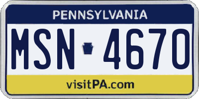 PA license plate MSN4670