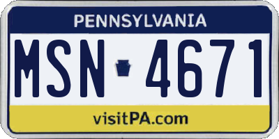 PA license plate MSN4671
