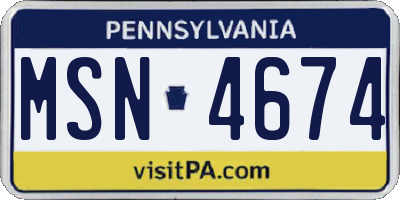 PA license plate MSN4674