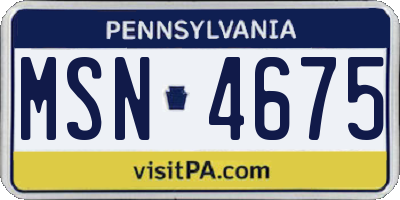 PA license plate MSN4675