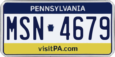 PA license plate MSN4679