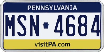 PA license plate MSN4684