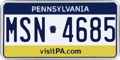 PA license plate MSN4685