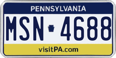 PA license plate MSN4688