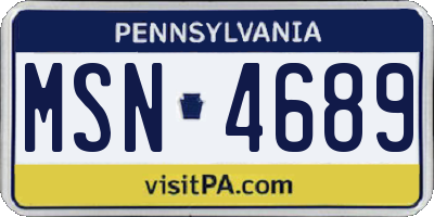 PA license plate MSN4689