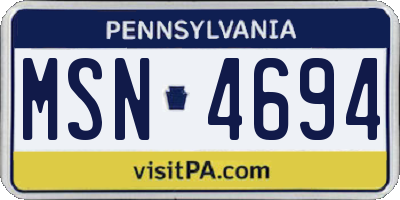 PA license plate MSN4694