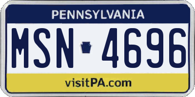 PA license plate MSN4696