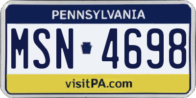 PA license plate MSN4698