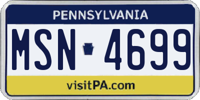 PA license plate MSN4699
