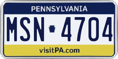 PA license plate MSN4704