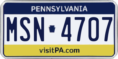 PA license plate MSN4707