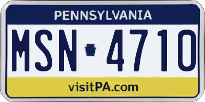 PA license plate MSN4710