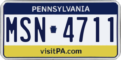 PA license plate MSN4711